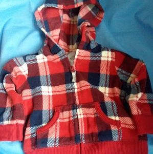 Baby Size 6 Months Flannel Hooded Zip Carter's Jacket Red Blue White